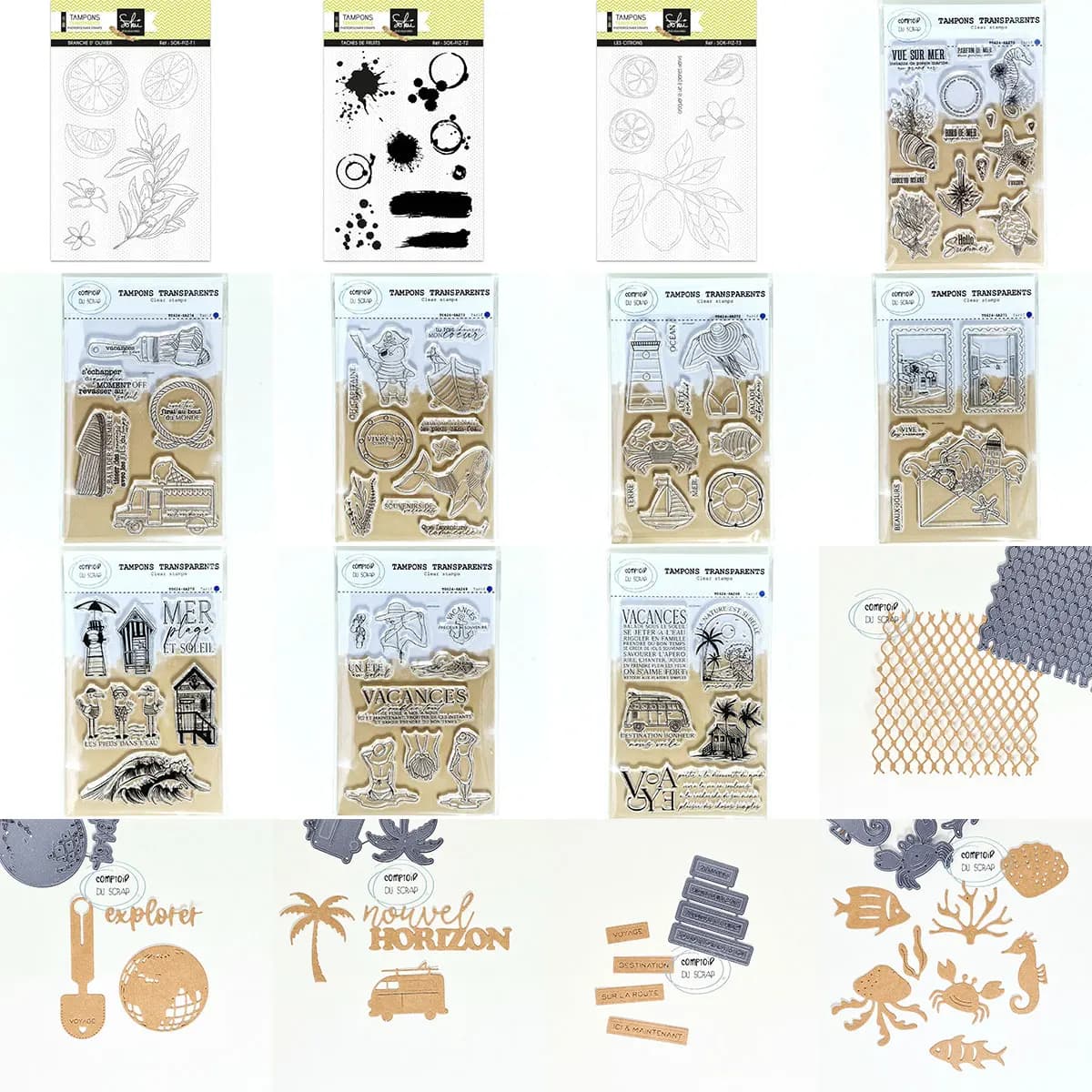 Coastal Travel Clear Stamps and Die Set - Nautical Silicone Stamps for Card Making Scrapbooking Nautical, Travel, Vacation
