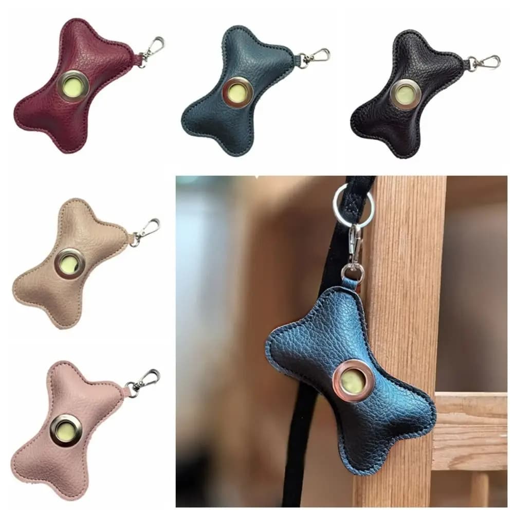Dispenser Creativo per Sacchetti per Escrementi di Cane in Pelle PU con Chiusura a Cerniera, Porta Sacchetti Igienici per Animali Domestici, Portatile e Impermeabile
