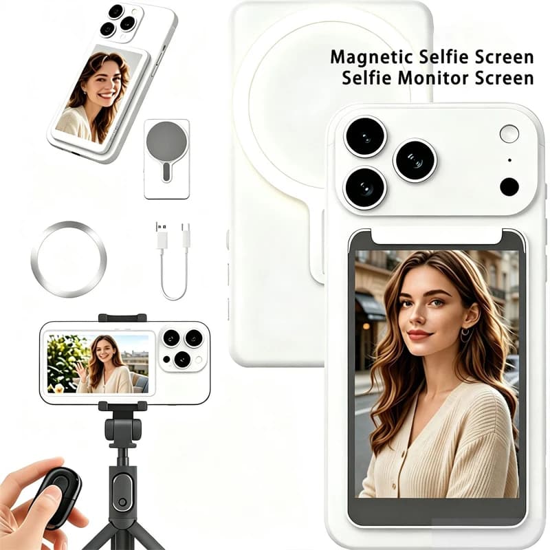 NEW 5-inch Magnetic Touch Selfie Screen with Fill Light Phone Rear Camera Projector for Vlog Live Stream Video Recording