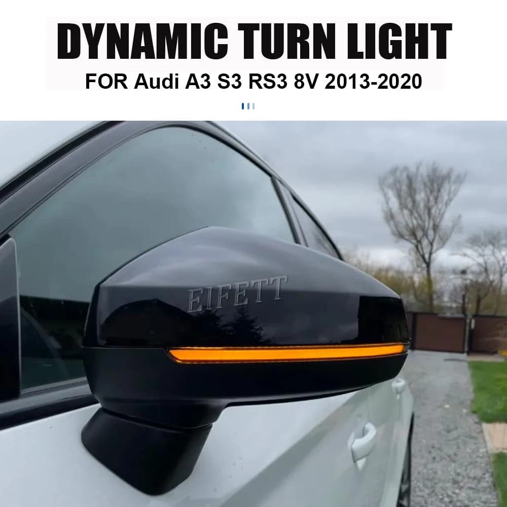 NUOVO Set 2 Pezzi Indicatori di Direzione Dinamici a LED per Specchietti Laterali Audi A3 8V S3 RS3 2013-2020 Freccia Lampeggiante