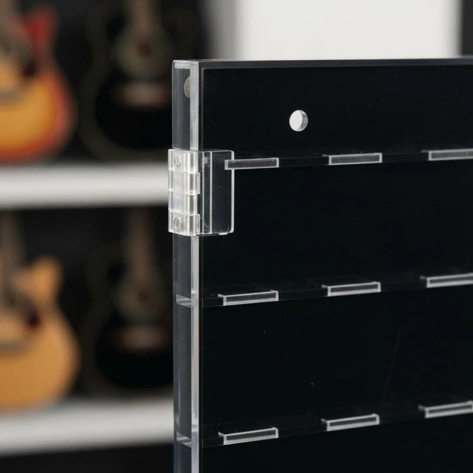 Sleek Acrylic Pick Case Wall Mount Transparent Pick Holder Gallery Design for Guitar Accessories Music Workspace