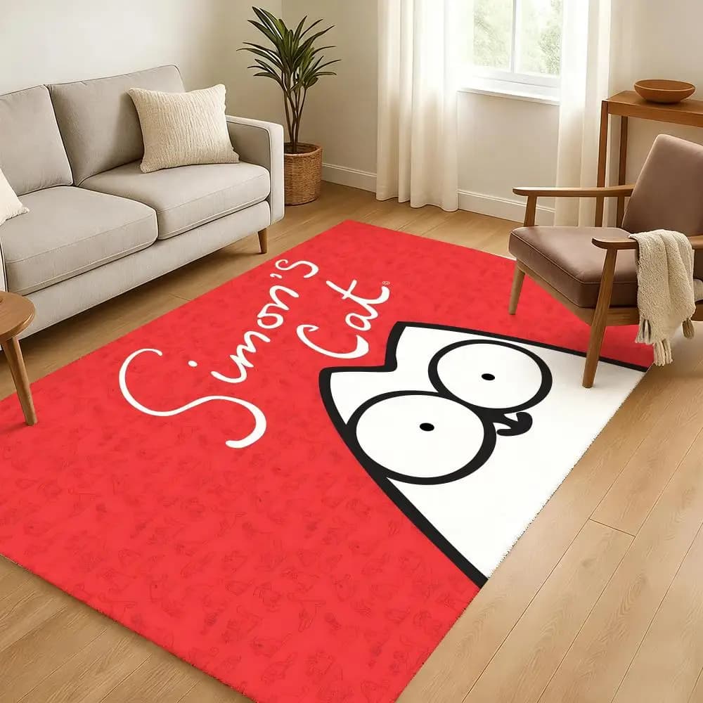 Tappetino da pavimento Cartoon-SIMONS CAT, morbido tappetino in flanella ispessita, antiscivolo, per soggiorno, decorazione per la casa
