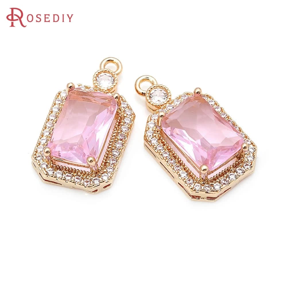 18K Gold Color Brass Rectangle Shape Charms Pendants Necklace Earrings High Quality Diy Jewelry Accessories Making Materials