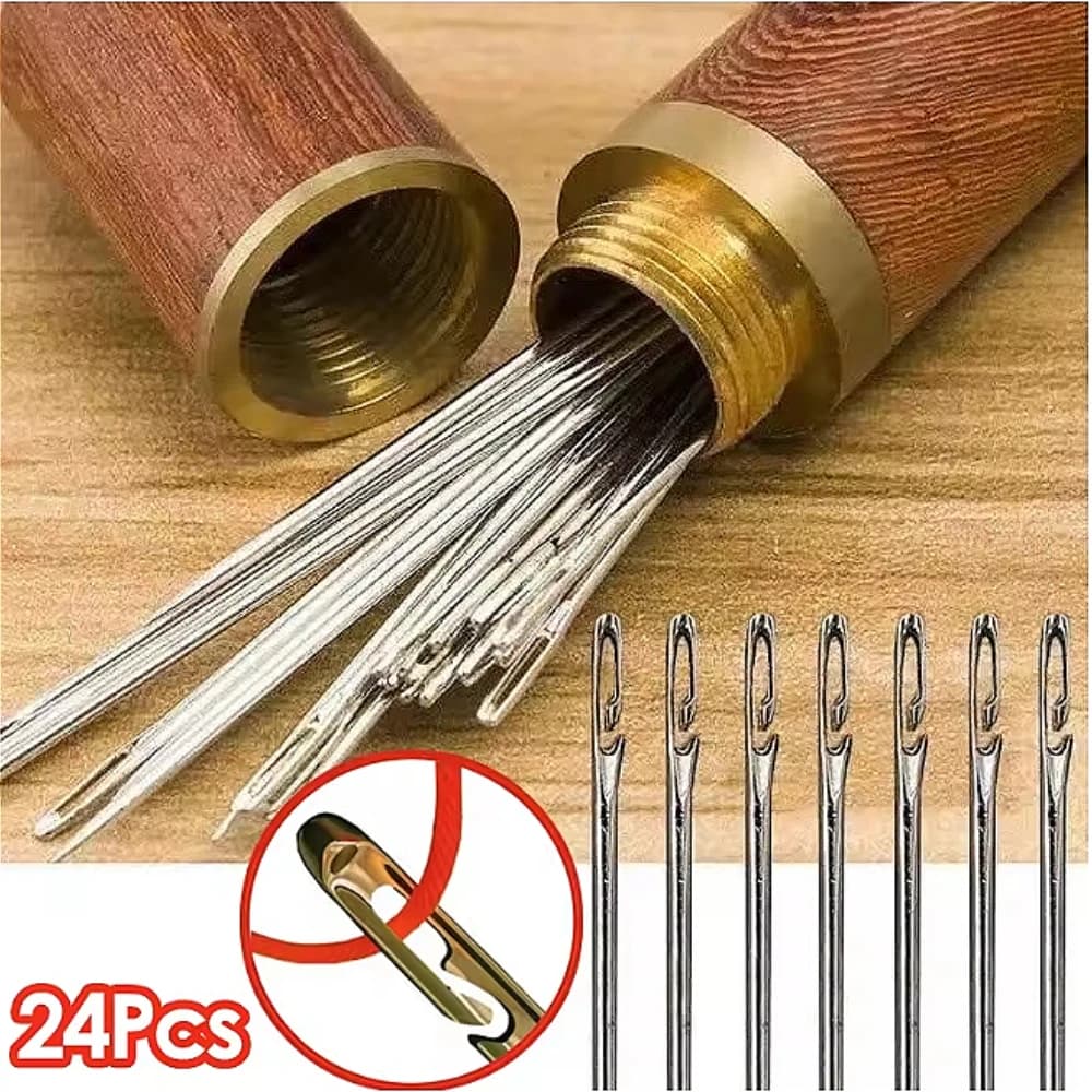 Hand Sewing Needles Elderly Stainless Steel Quick Automatic Self-Threading Needle Stitching Pins DIY Punch Needle Threader