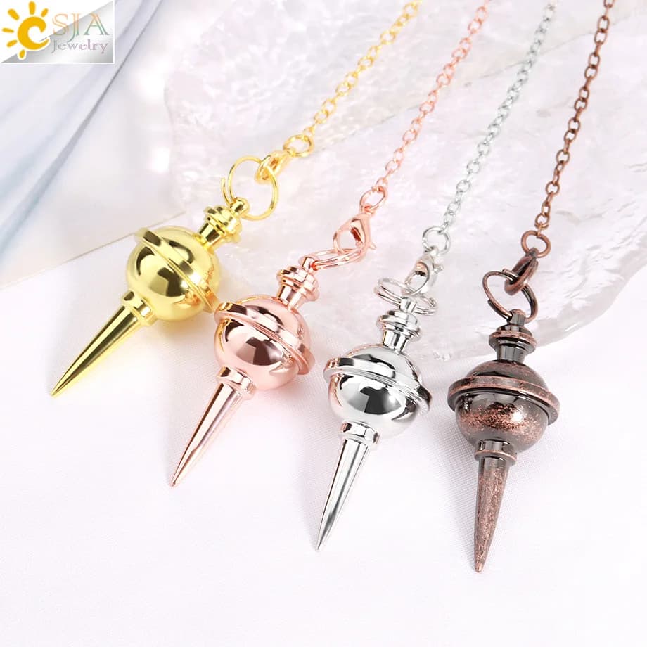 Cone Copper Metal Pendulum for Dowsing Divination Reiki Antique Pendant Pendulums Biogeometry Scrying Pendulo T027