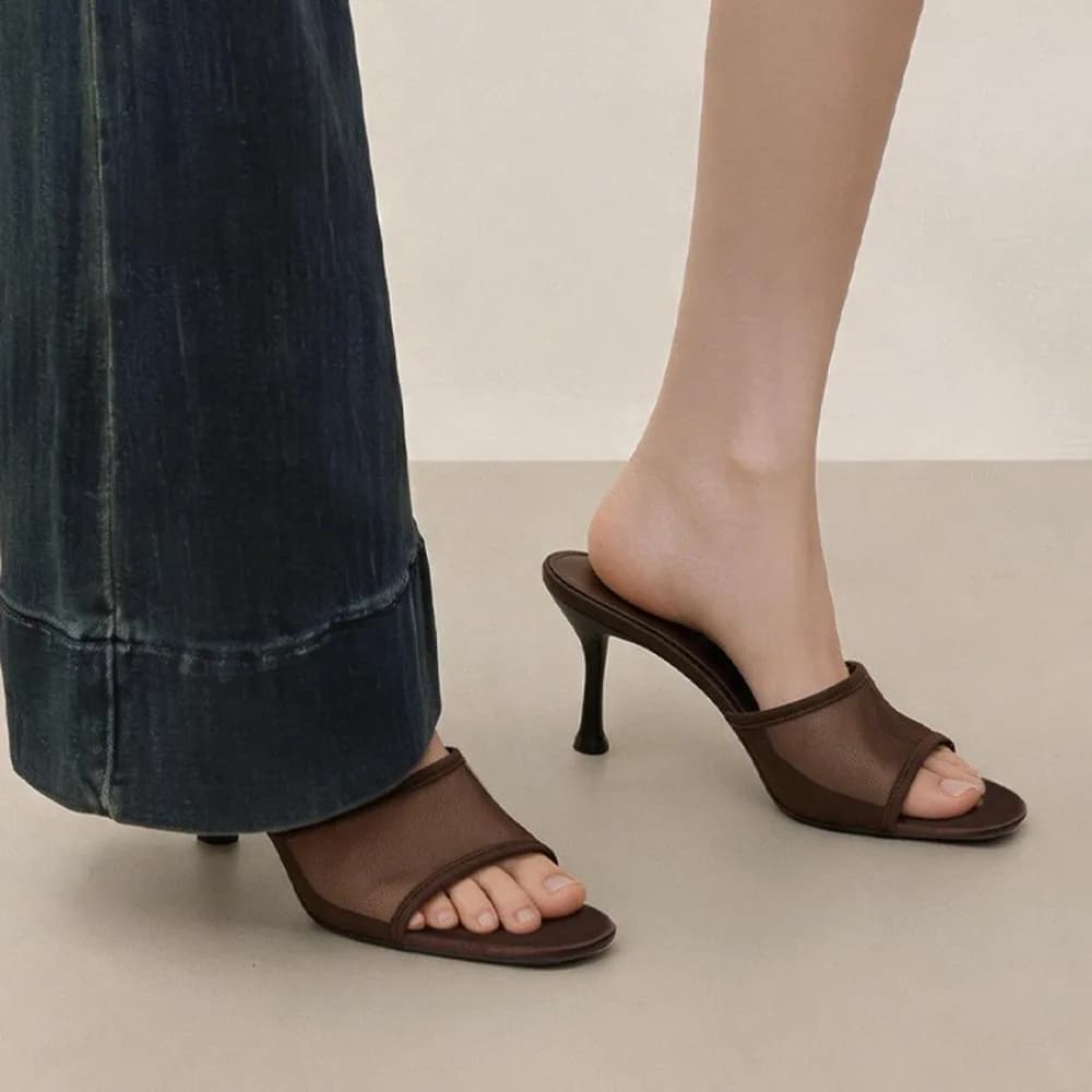 Nuovi Sandali di Lusso da Donna con Tacco Alto, Ciabatte Versatili e Semplici con Tacco Sottile, Punta Rotonda, Comode Ciabatte Casual