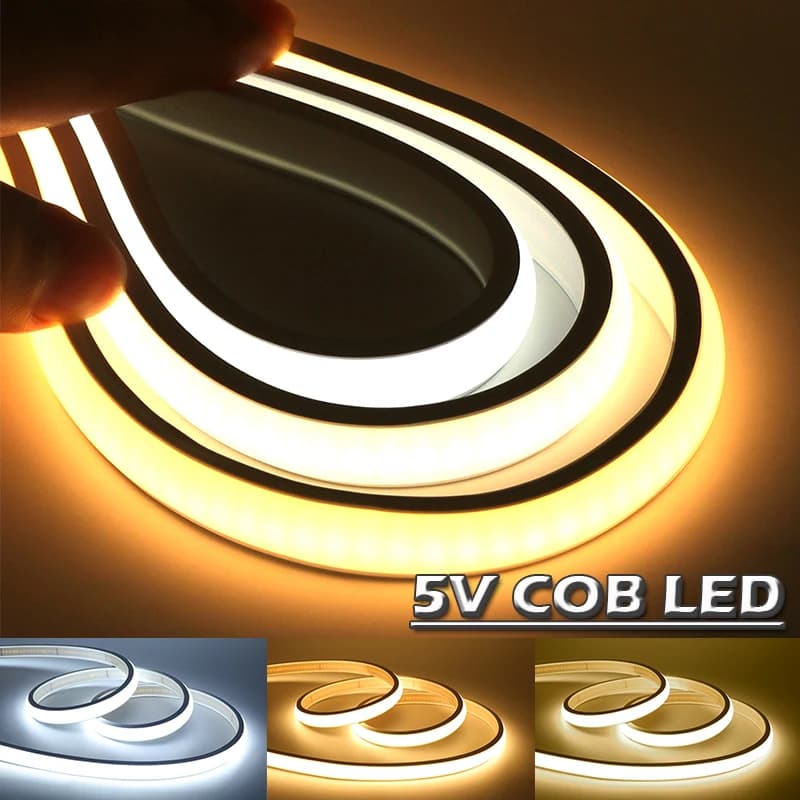 Striscia LED COB Neon USB 5V 320LED/M, Luce a Corda in Silicone Dimmerabile a Tocco Continuo