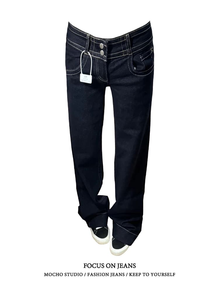 American Retro Low Waist Flared Jeans Women's Spring Autumn High Street Loose Slimming Non-Matching Leggings