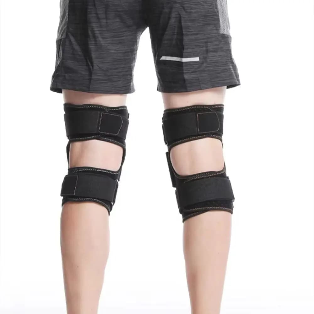 Stabilizzatori laterali per ginocchiera a compressione Manicotto per ginocchiera con rotula aperta Supporto per ginocchio con cinturino regolabile traspirante