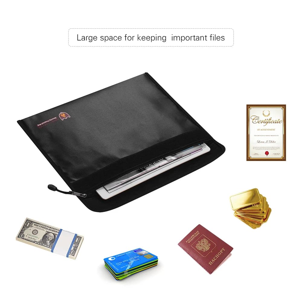 Borsa Portadocumenti Ignifuga Rivestita in Silicone, Resistente al Fuoco, Porta Documenti e Contanti, Organizzatore Sicuro per Ufficio, Casa e Carte Bancarie