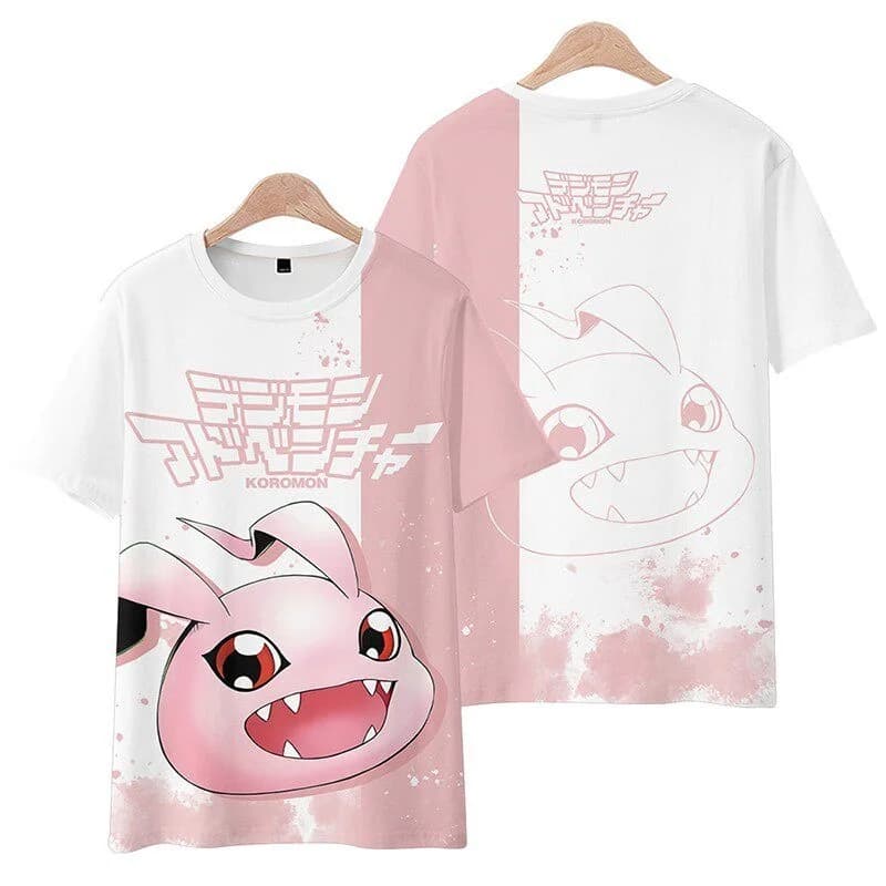 T-shirt Cosplay Retro Digimon Adventure Estate 2026 da Uomo Oversize con Stampa 3D a Maniche Corte, Sportiva Unisex per Famiglie e Bambini