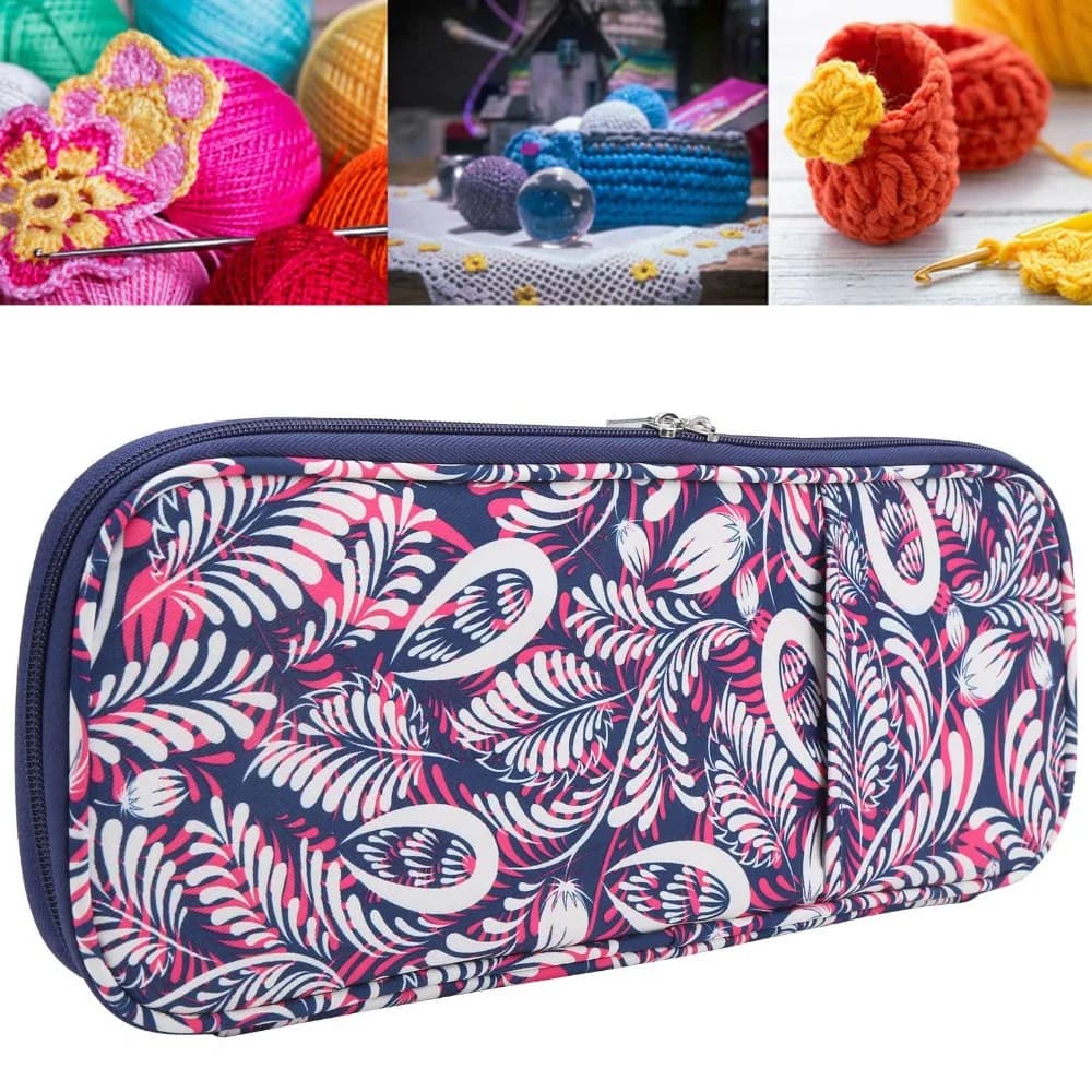 Oxford Cloth Knitting Needle Case Large Capacity Multiple Compartments Sewing Tool Storage Knitting Accessories Bag For Crafters