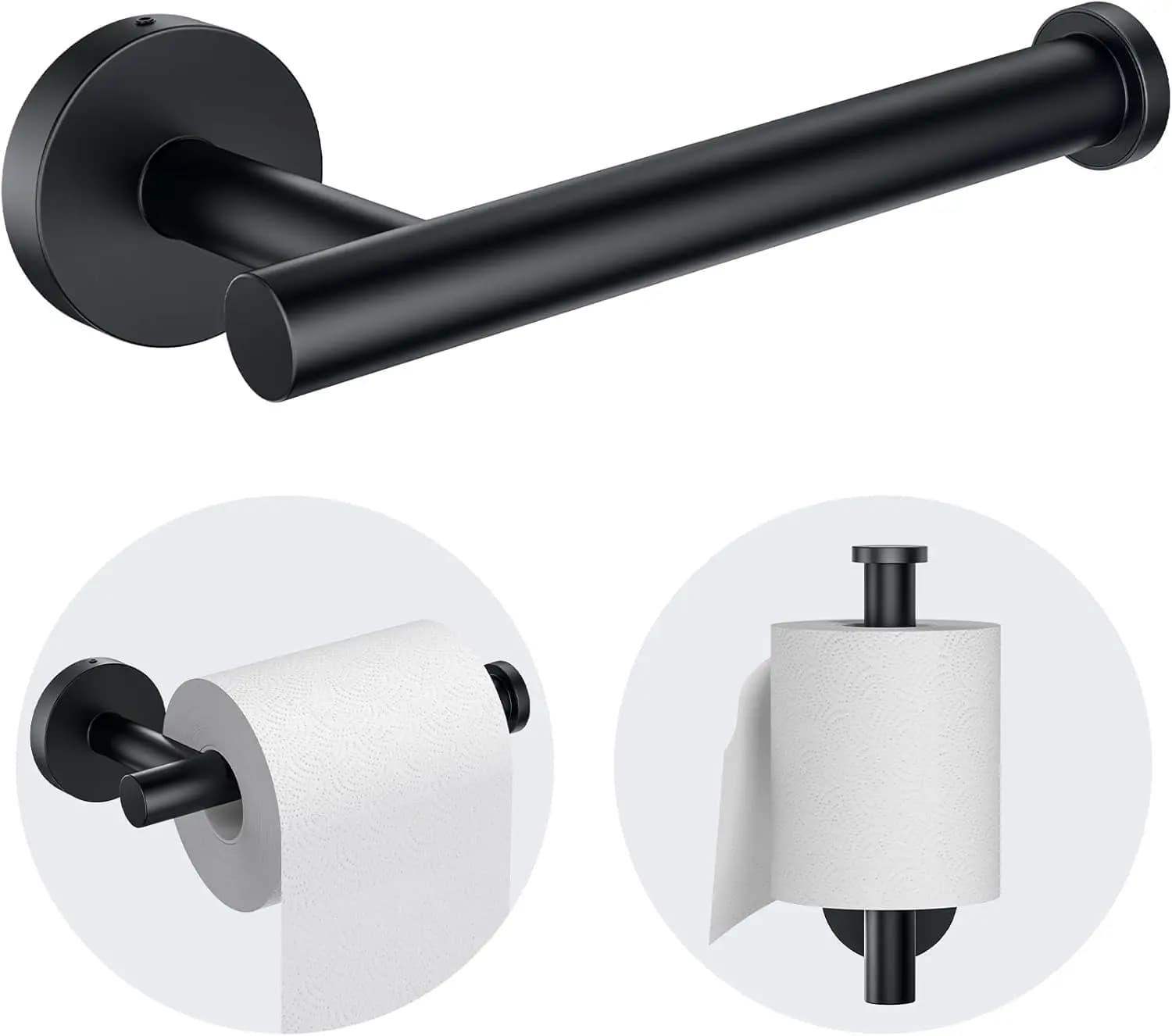 Portarotolo da Parete Nero Opaco Robusto per Rotoli Maxi, Accessorio Bagno Premium in Acciaio Inossidabile 304