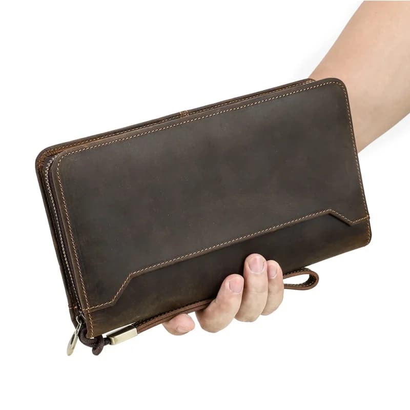 Genuine Leather Family Passport Clutch Wallets Vintage Men Travel Clutch Bags Passport Cover Card Holder Phone Pocket SAC