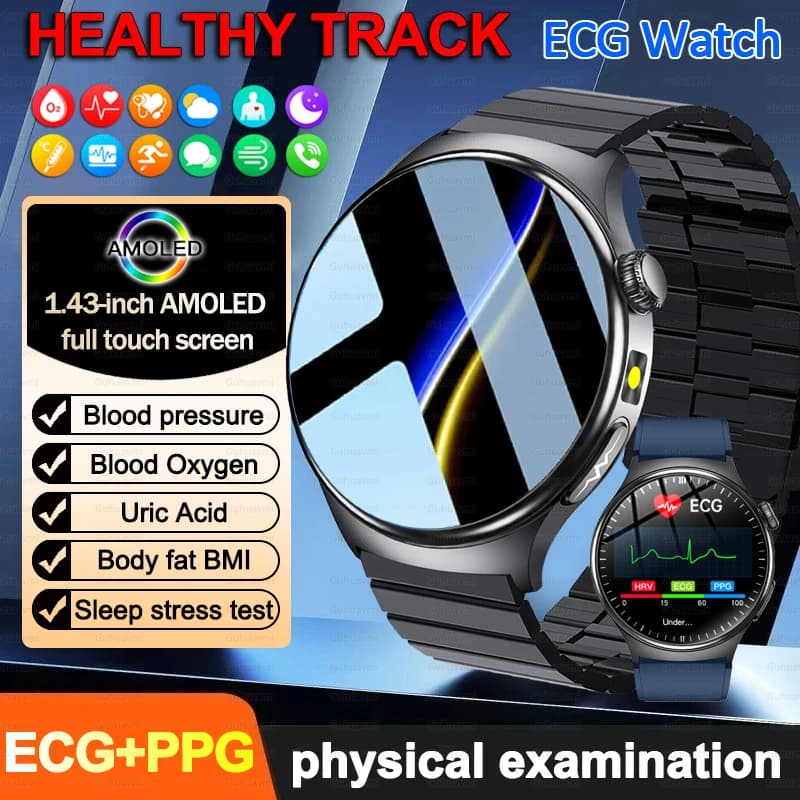 New Nursing Grade Smart Watch Blood Pressure Blood Lipid Uric Acid ECG Watches physical examination Call Health Smartwatch Men