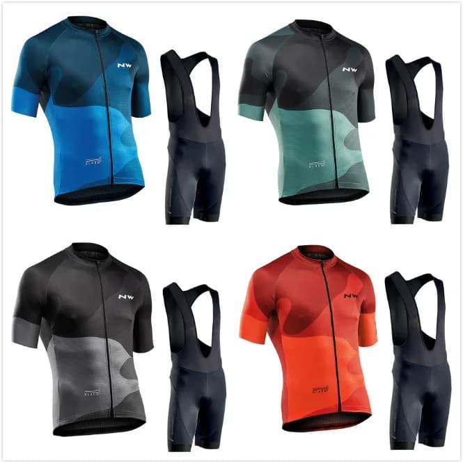Men's Cycling Sleeve Set Short Sleeve NW with Salopette, Breathable Bike Clothing Women, Mountain Bike and Road Bike Equipment
