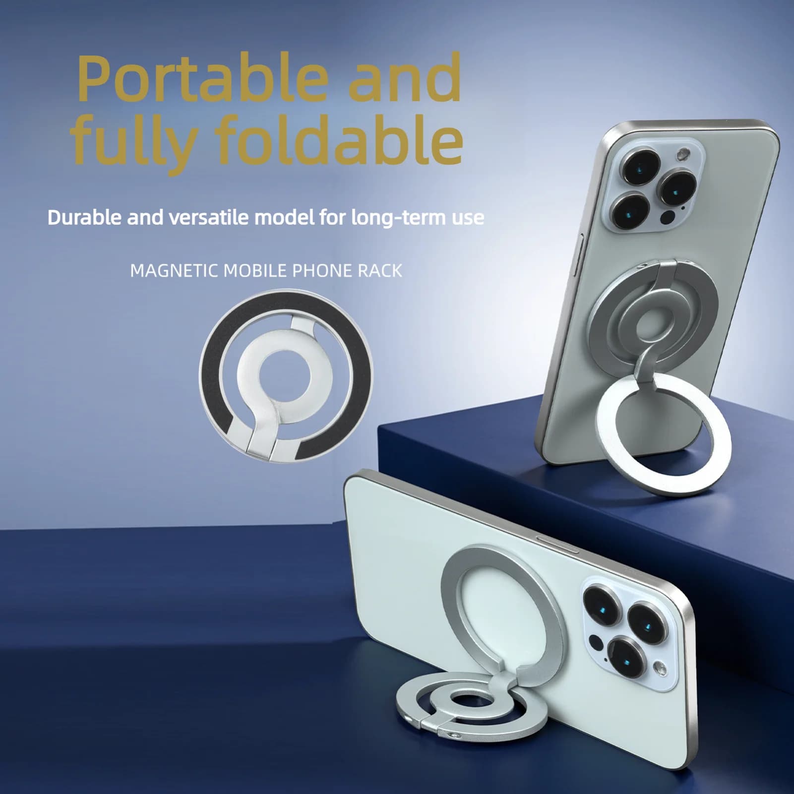 Magnetic Support for Dual Metal Ring Auto, Magsafe Magnetic Support for Phone, Multifunctional Desk Support