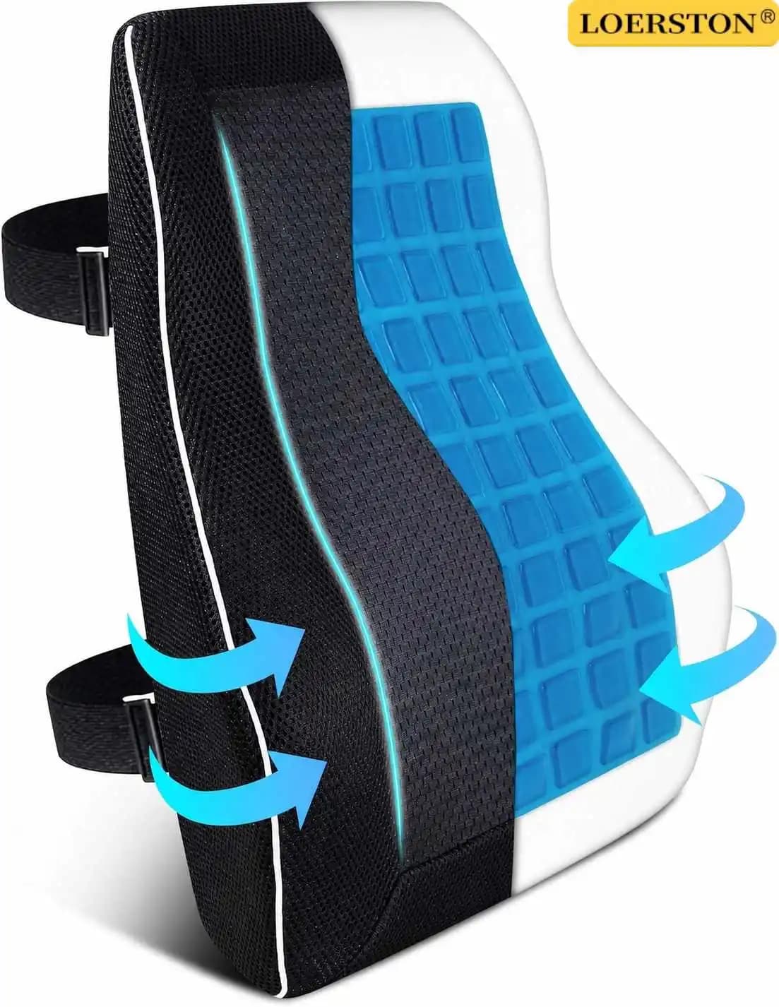 Supporto Lombare per Sedile Auto e Sedia da Ufficio, Cuscino Ortopedico in Memory Foam e Gel