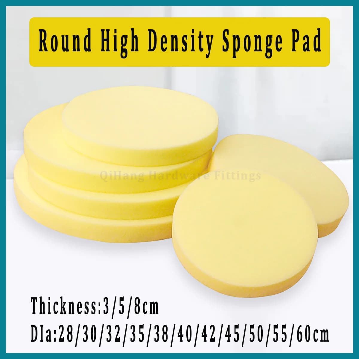 Round High Density Sponge Pad, Thick Stool Cushion Insert, Pouf Inner Liner Foam Core for Chair Seat Replacement Dia 28-60cm