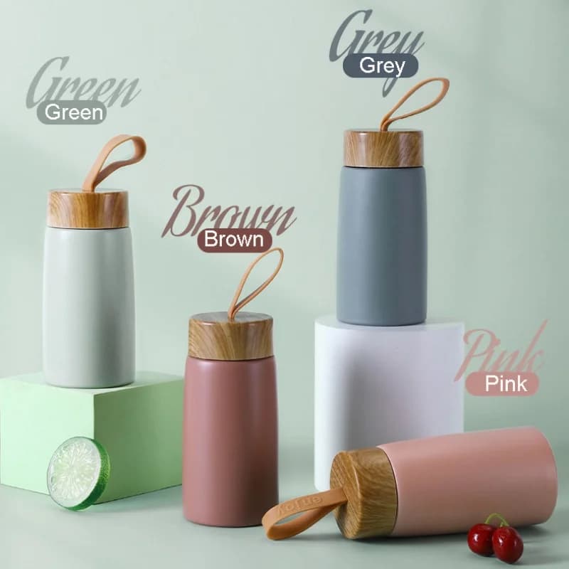 Nuovo stile Mini tazza thermos Copertura creativa per venature del legno Vuoto portatile Tazza d'acqua in acciaio inossidabile Tazza tascabile di alto valore per studenti
