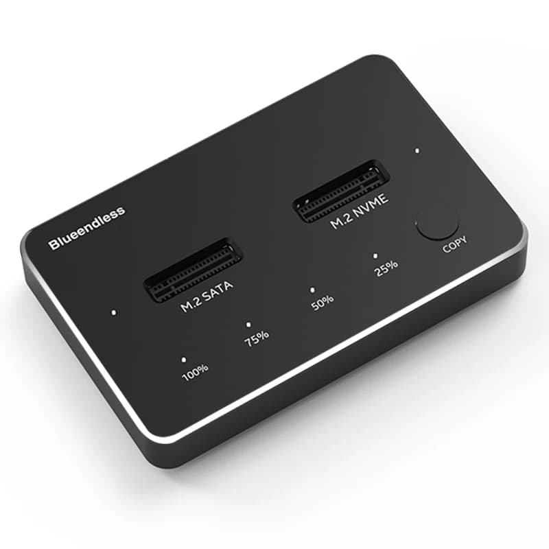 Duplicatore M.2 NVME a 2 alloggiamenti da 10 Gbps SSD SATA Clone NGFF Docking Station M2 SATA Docking Station Duplicatore Cloner offline