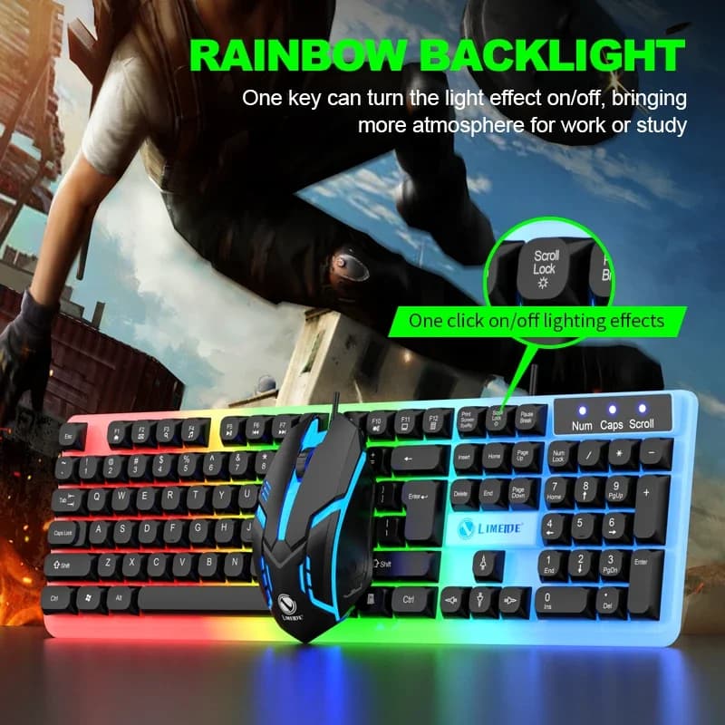 NG GTX350 Tastiera da gioco Mouse Combo Computer portatile Retroilluminazione Gamer Kit LED Tastiera USB cablata GTX350 Set-Nero