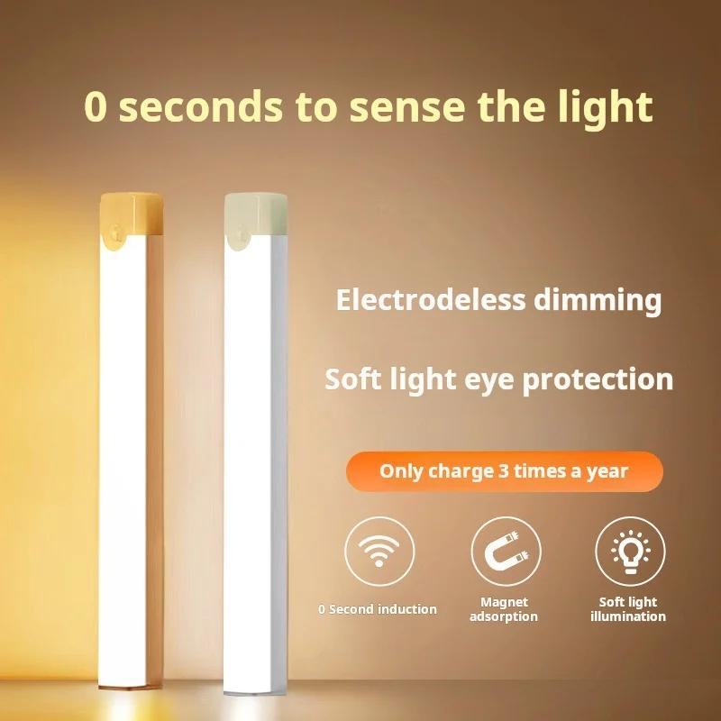 1 Piece Wireless Rechargeable LED Motion Sensor Cabinet Light - Ideal for Wardrobe, Kitchen, Wardrobe, Stairs - Battery Night