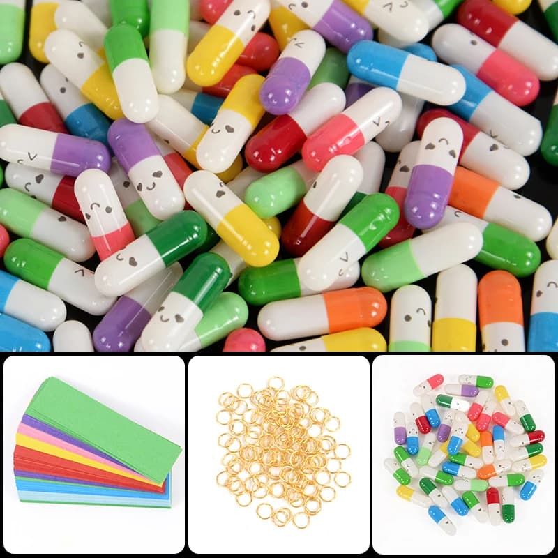 105 pezzi capsule per messaggi note vuote pillola con rotolo di carta bottiglia dei desideri decorazione matrimonio festa di compleanno regalo per gli ospiti San Valentino
