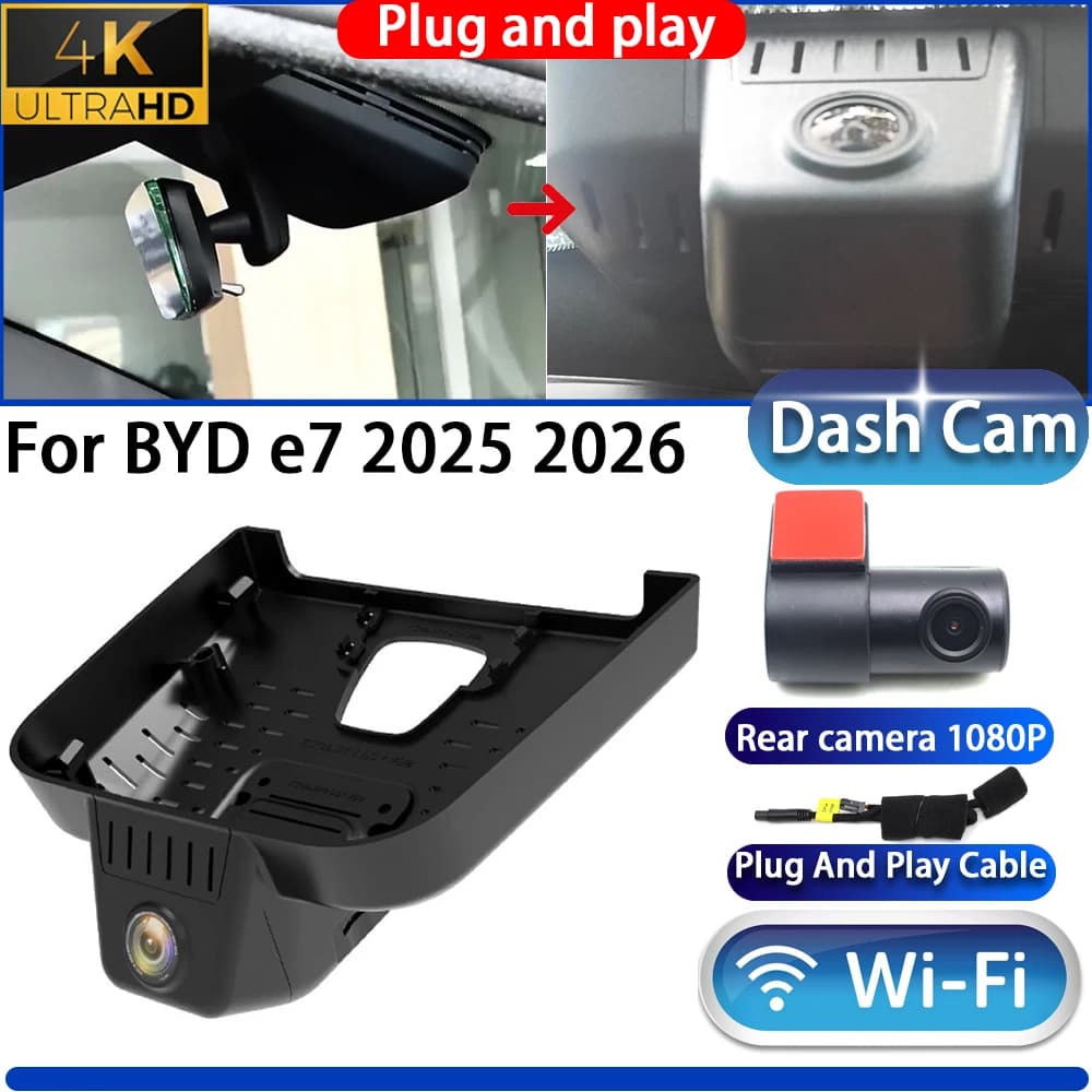 HighCity for BYD e7 2025 2026 Dash Cam Camera DVR 4K UHD 2160P Night Vision WiFi Plug and Play Video Recorder