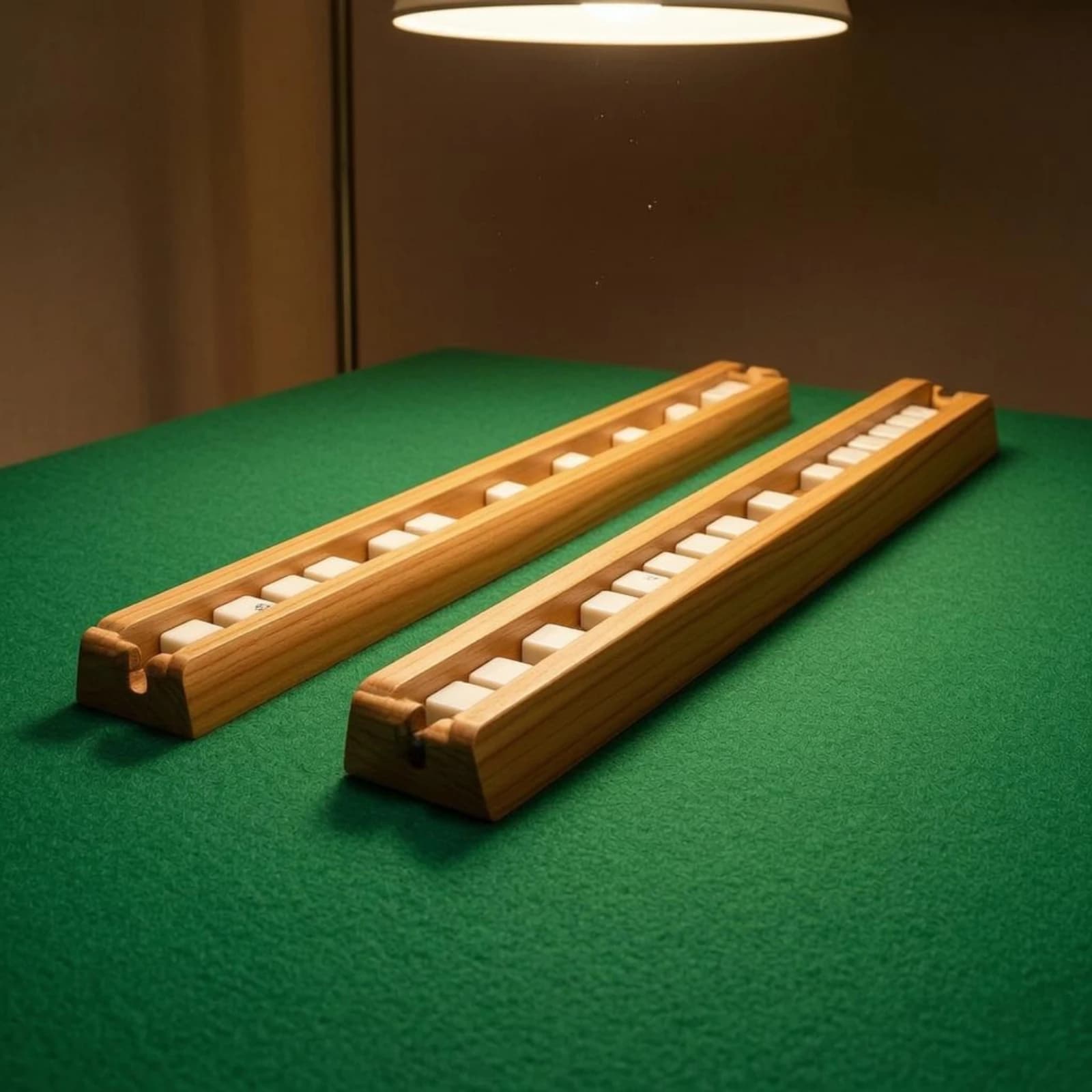 Mahjong Push Rack Unfinished Wood Wooden Mahjong Rack Wooden Tile Tray Grooved Table Game Gear Rectangular