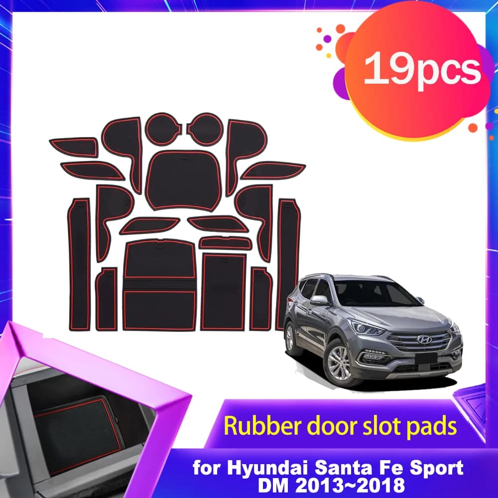 Tappetino per Fessure delle Portiere Auto per Hyundai Grand Santa Fe Sport DM NC 2013~2018, Cuscinetto Antiscivolo in Silicone per Bracciolo e Portabicchieri, Accessori