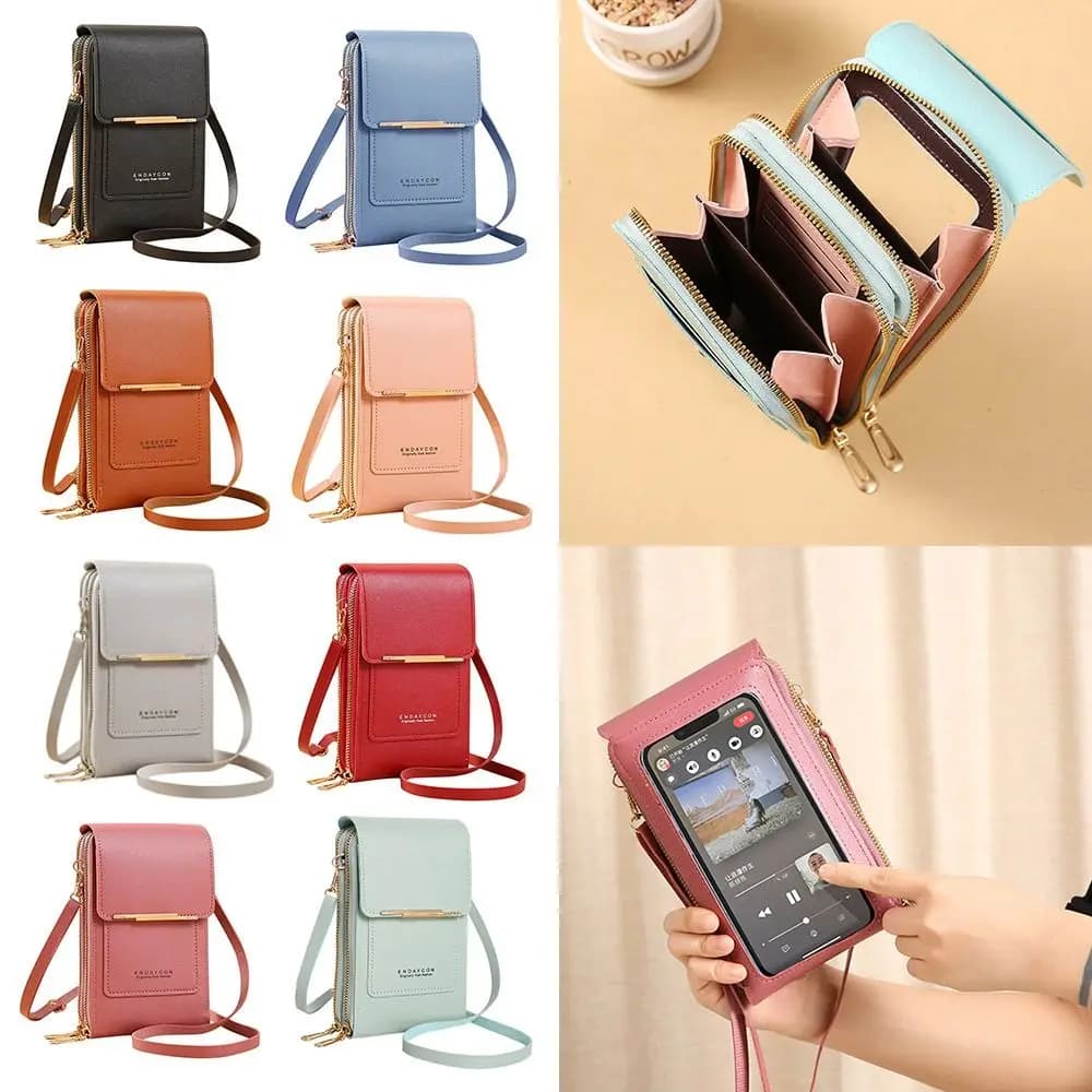 Borsa per Smartphone RFID da Donna con Schermo Touch, Borsa a Tracolla Antifurto RFID, Borsetta