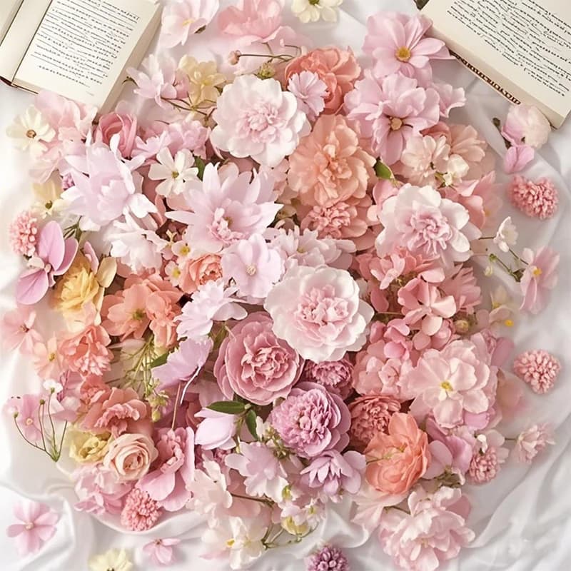 20/50 Pezzi di Fiori Artificiali Rosa in Seta, Rose e Margherite per Decorazioni Matrimoniali, Feste, Ghirlande e Casa