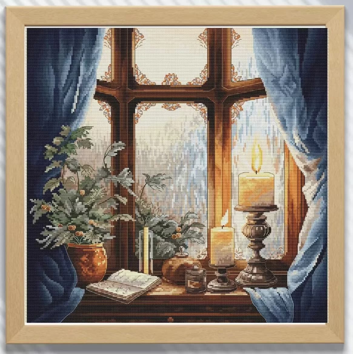 Finestra invernale Kit da cucito 18CT 16CT 14CT Kit punto croce non stampato Ricamo artistico Cucito fatto a mano fai da te Decorazioni per la casa