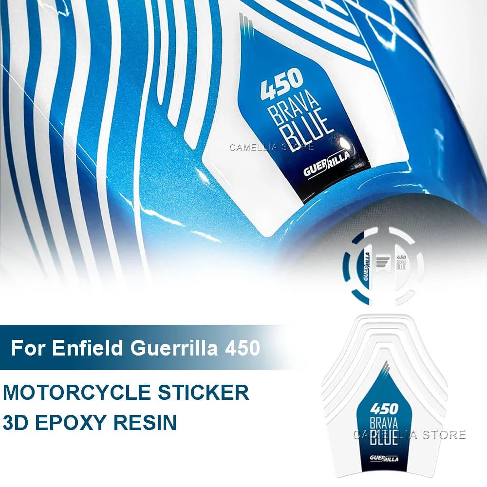 Per Enfield Guerrilla 450 Accessori Moto 3d Epossidico Adesivo Serbatoio Carburante Impermeabile Brava Adesivo Blu Adesivo Recentemente Lanciato