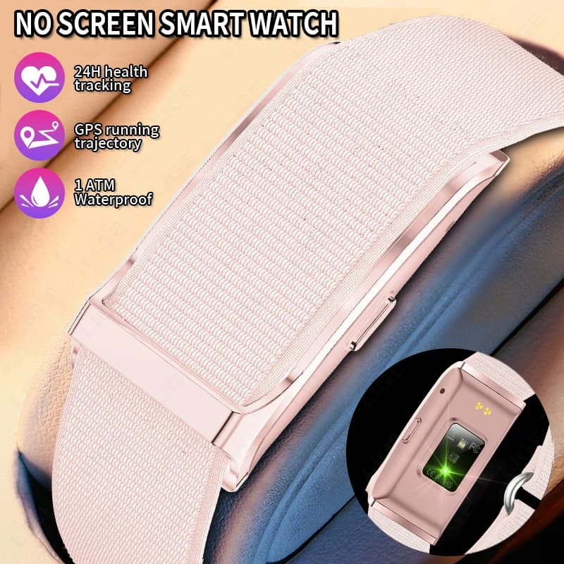 LIGE Bracciale intelligente senza schermo da donna Frequenza cardiaca Monitor per ossigeno nel sangue GPS Traiettoria da corsa Pedometro Promemoria chiamate Fascia sportiva