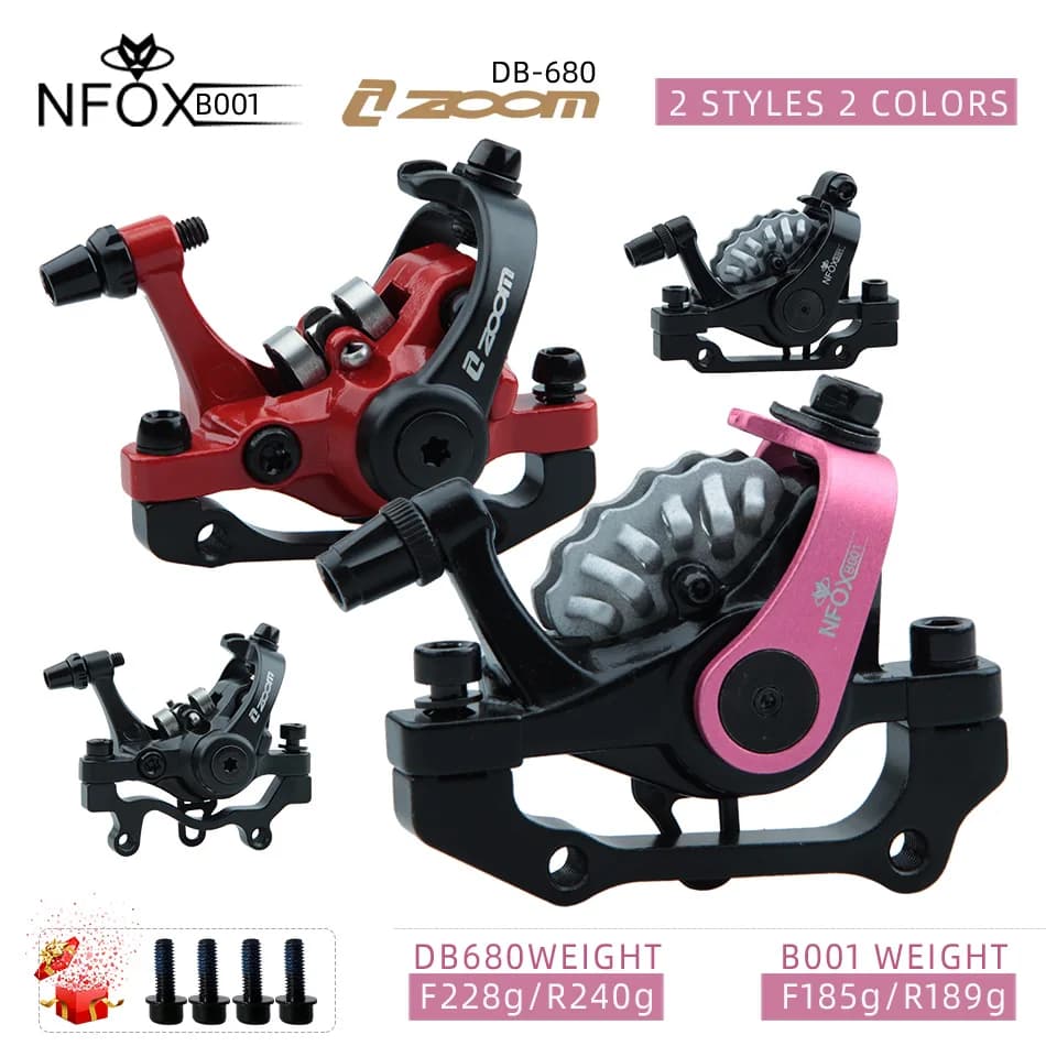 ZOOM DB-680 bicicletta 160 luce freno a disco lega Mountain Bike accessori universali meccanico doppio sinistro NFOX B001 rosso nero