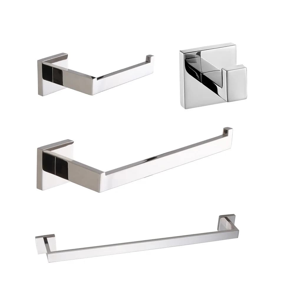 Accessori da bagno contemporanei in 4 pezzi, portasciugamani da parete in acciaio inossidabile 304, porta carta igienica, semplici