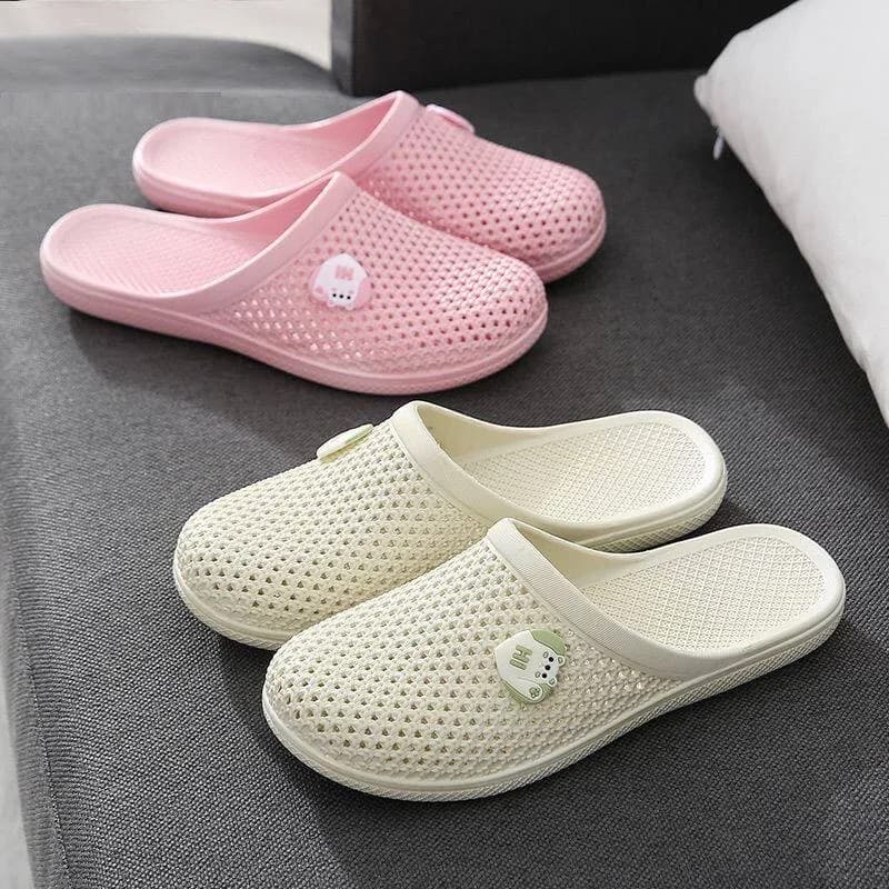 Sandali estivi da donna con suola morbida, stile coreano, impermeabili, ciabatte da spiaggia traforate, antiscivolo, con fondo piatto.