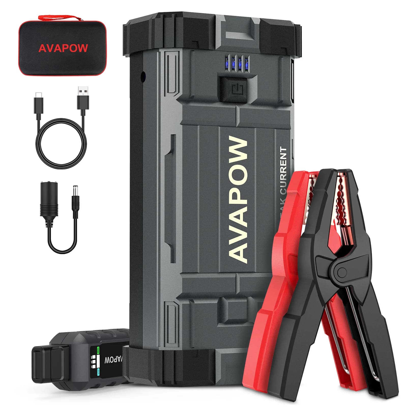 Avviatore di emergenza per auto AVAPOW 3000A: booster portatile da 12 V per motori a gas e diesel fino a 8 litri, con funzione di avvio della forza e caricabatterie al litio