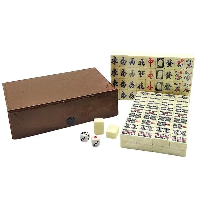 Set da gioco Mahjong cinese Mini set completo Majiang con 144 piastrelle Set Mah-Jongg Gioco per riunioni di famiglia per feste in famiglia