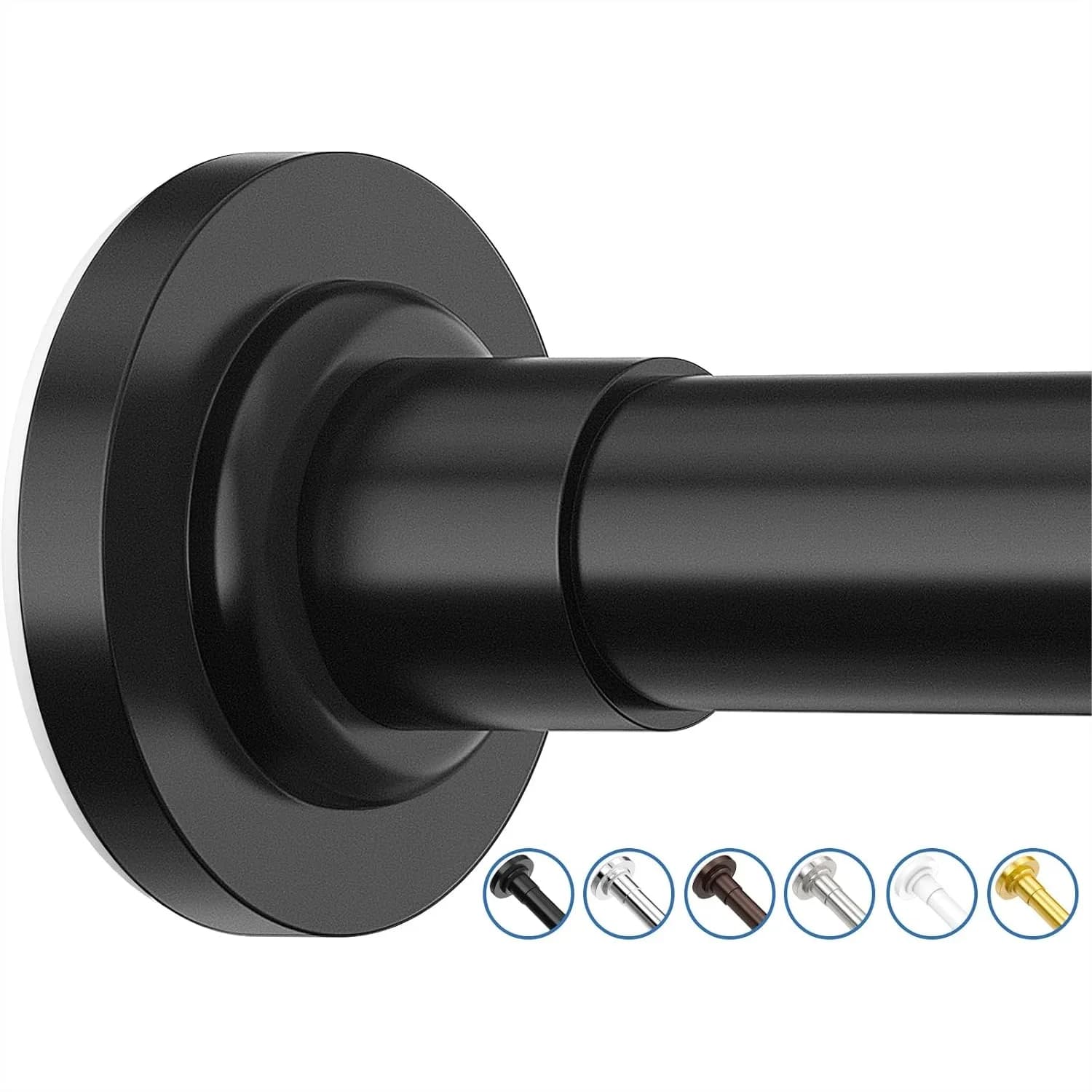 Adjustable Shower Curtain Rod 32-75 Inch, Spring Tension Rod with No Drilling, No Slip, No Rust, Black