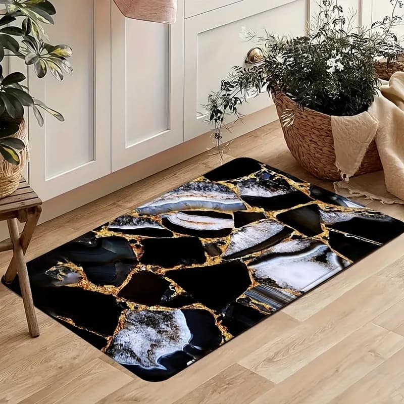 1PC Vena di marmo e accento dorato Tappeto da cucina Tappetino antiscivolo Design pop Tappeto da bagno Tappetino da bagno Tappeto per la casa Lavandino Lavanderia Decor