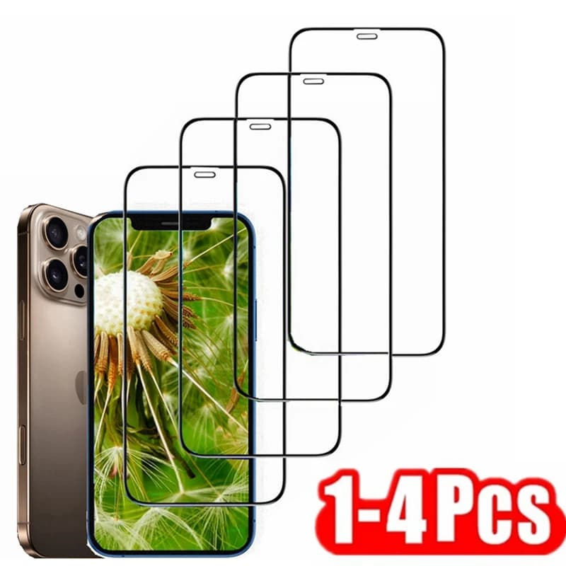 1-4PCS Full Cover in vetro temperato per iPhone 14 13 15 12 11 16 Pro Max Mini Plus SE X XS XR proteggi schermo per iPhone 6 7 8 6S
