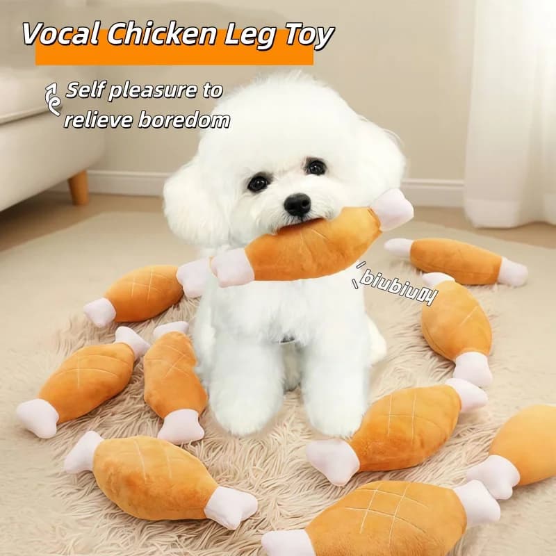 Chicken Leg Shape Squeaky Plush Dog Toy, Soft Pet Chew Toy for Puppies Teething, Interactive Dog Toys to Stop Chewing Furniture