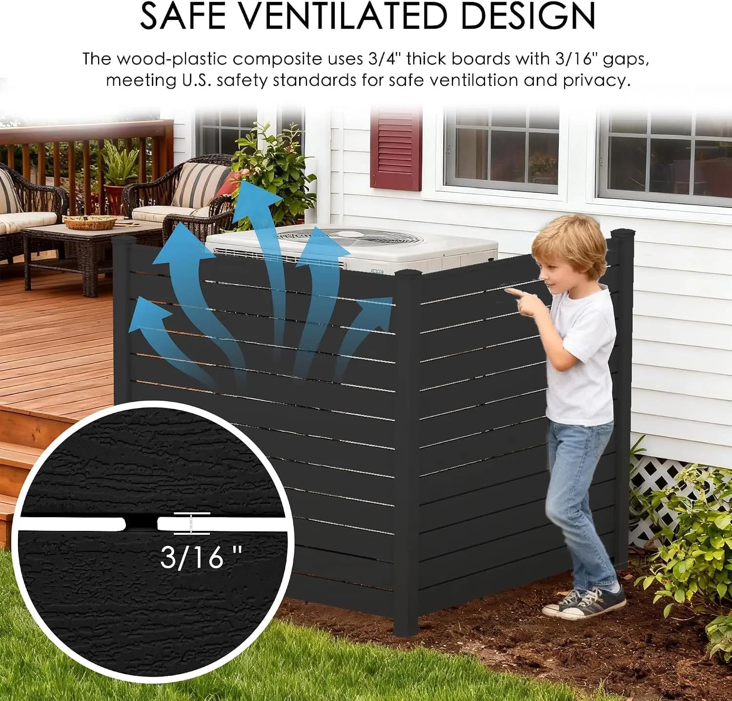 50" W x 48" H Outdoor Privacy Screen with Aluminum Posts, Air Conditioner Fence Panels, Pool Equipment Enclosure, Trash Can Scre
