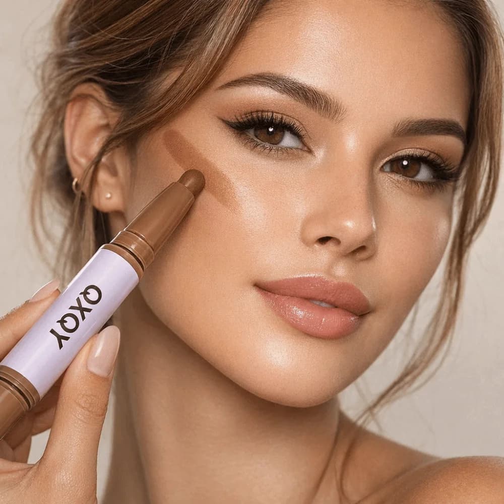 Penna Contorno Viso a Doppia Punta per Modellare, Ombreggiare Naso e Definire il Contorno Facciale, Penna per Trucco Stereoscopico per Modificare la Linea della Mascella