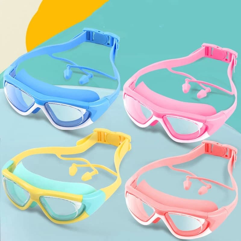 1 piece high-definition children's swimwear for boys and girls Silicone Swimwear Occhialini with large frame