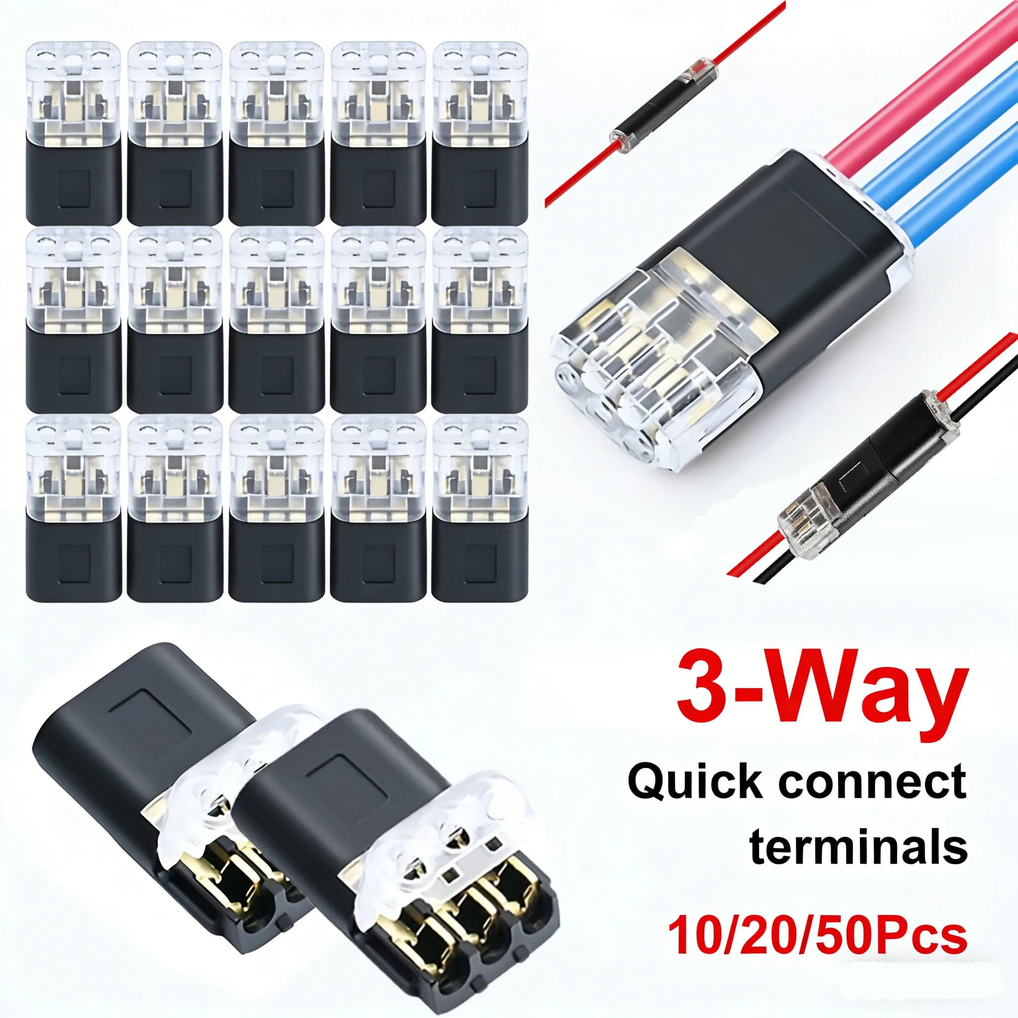 Connettore Elettrico a Connessione Rapida 1/2/3 Pin, Terminale a Striscia per Cavi Auto, Connessione Sigillata Antipolvere per Cablaggio Auto