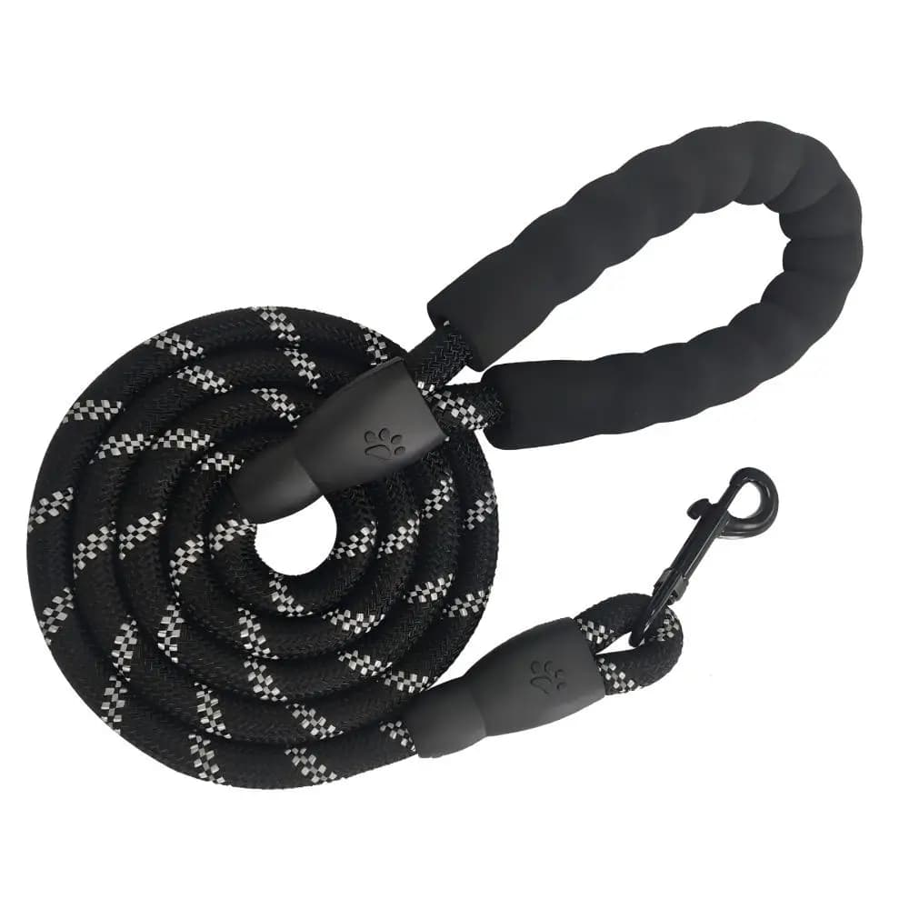 Reflective Nylon Dog Leash Padded Soft Handle Anti Pull Heavy Duty Rope Medium Large Dogs Night Walking Outdoor Pet Training